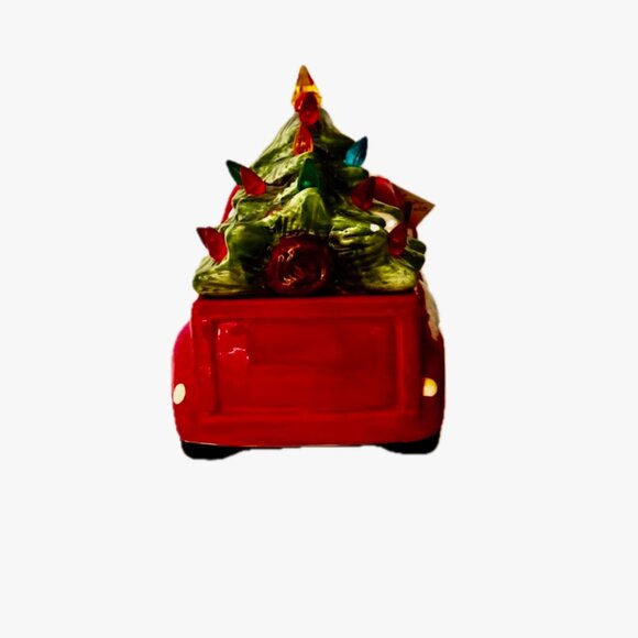 Jingles & Joy Christmas Cookie Jar Vintage Red Truck with LED Christmas Tree NWT - Picture 4 of 10